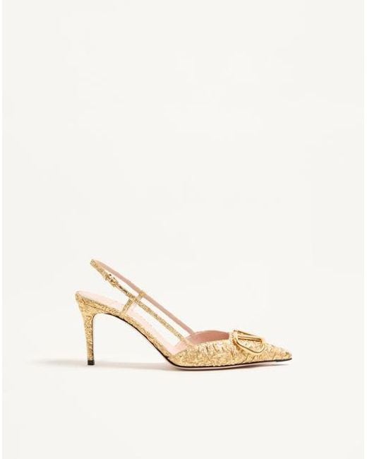 Valentino Garavani Natural Vlogo Signature Slingback Pumps