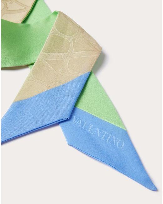 Valentino Garavani トワル イコノグラフ シルク バンドゥスカーフ 女性 ベージュ/ミント/ライラック ブルー Green
