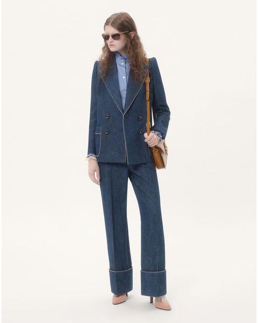 Valentino Blue Chambray Denim Trousers