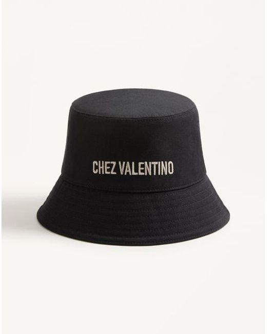 Bob En Coton Chez Avec Broderie Homme Valentino Garavani pour homme en coloris Black