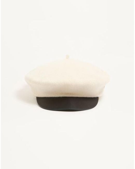 Valentino Garavani Natural Vlogo Signature Wollkappe Mit Lederschirm Frau