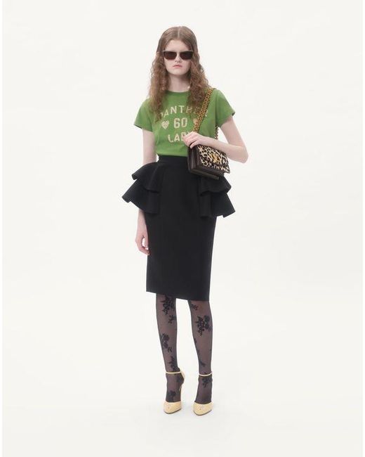Valentino クレープクチュール ミディスカート 女性 ブラック Black