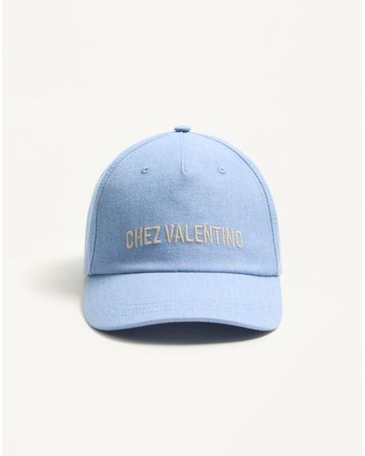 Casquette De Baseball Chez En Denim À Broderie Homme Bleu D'Azur Valentino Garavani pour homme en coloris Blue