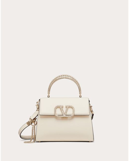 Valentino Garavani Vsling Small Calfskin Handbag With Jewel Handle in White  | Lyst