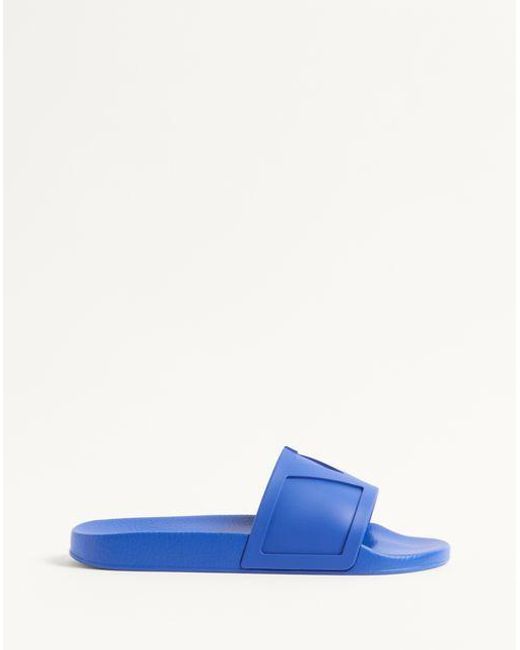Valentino Garavani Blue Coolside Rubber Slide Sandal for men