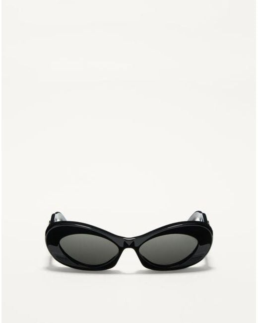 Lunettes Ovale Étroites En Acétate Femme Valentino en coloris Black