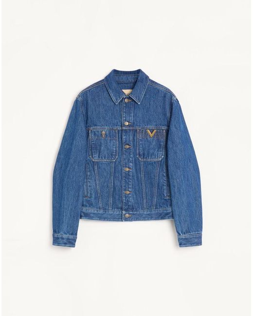 Valentino Blue Denim Jacket With Vgold for men