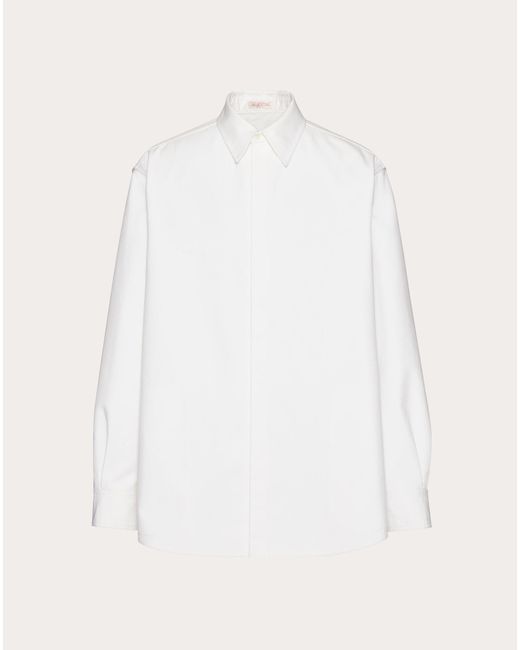 Valentino White Cotton Poplin Shirt Jacket for men