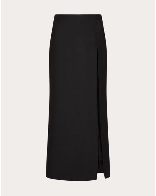Valentino Black Embroidered Crepe Couture Skirt