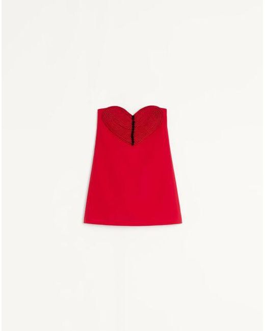 Valentino Red Besticktes Kurzes Crepe Couture Kleid Frau