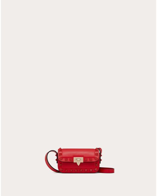 Valentino Garavani Red Rockstud23 Smooth Calfskin Micro Shoulder Bag