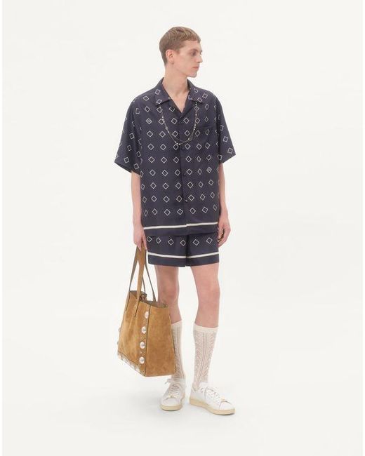 Chemise Bowling En Sergé De Soie À Imprimé Opticool Homme Valentino pour homme en coloris Blue