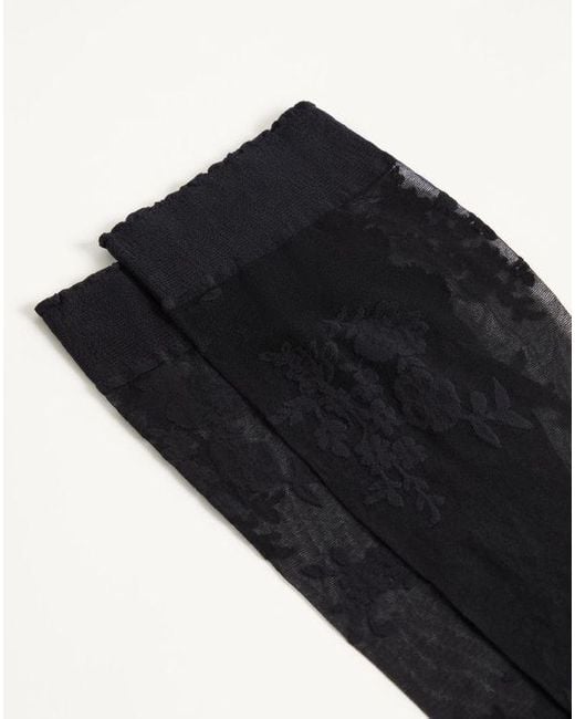 Valentino フローラル ライクラ ニーハイソックス 女性 ブラック L/x Black