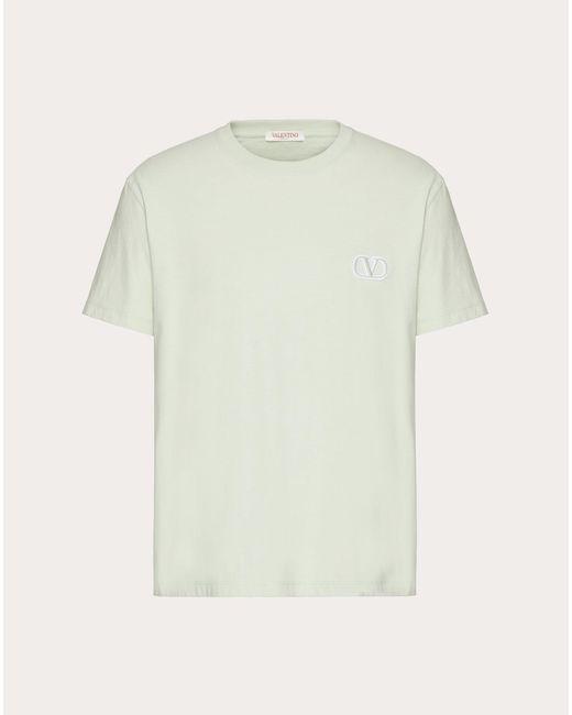Valentino White Cotton T-shirt With Vlogo Signature Patch for men