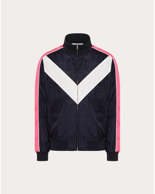 Valentino Blue Track Jacket With Optical Jacquard for men