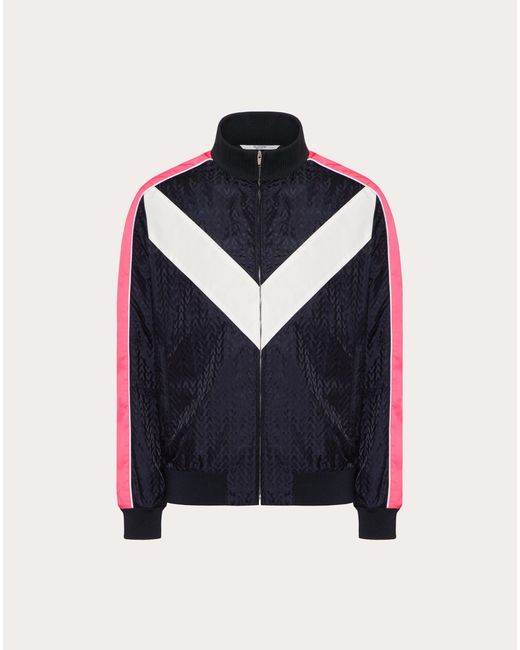 Valentino Blue Track Jacket With Optical Jacquard for men