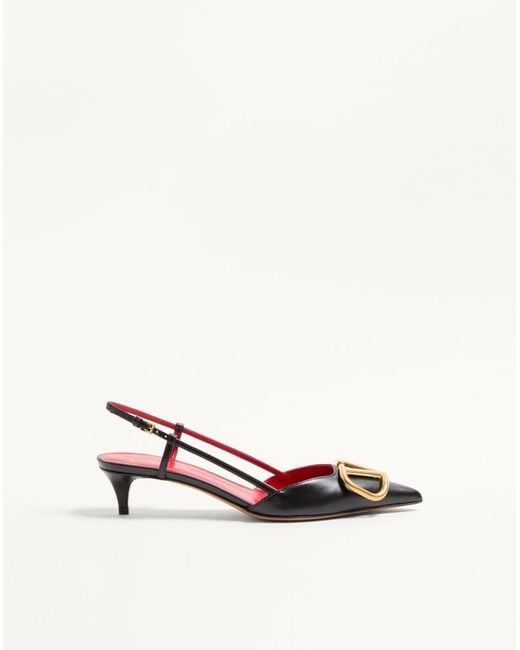 Valentino Garavani White Vlogo Signature Calfskin Slingback Pump 40Mm 34.5