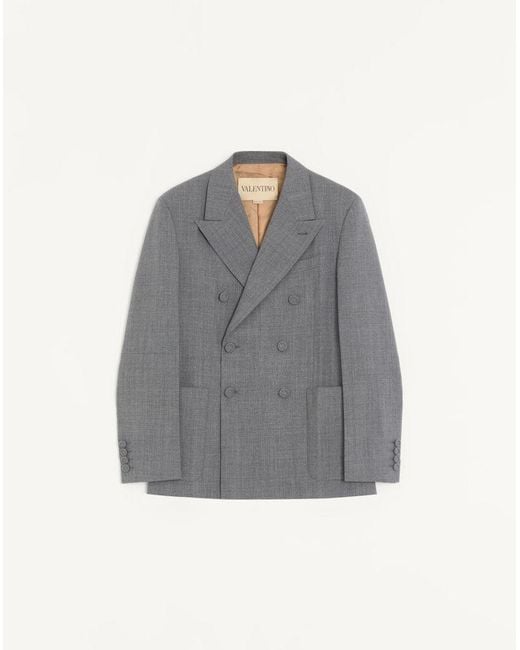 Valentino Gray Double-Breasted Jacket for men
