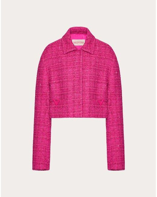Giacca in glaze tweed light di Valentino in Pink