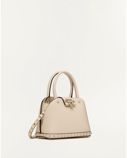 Valentino Garavani Natural Rockstud Kleine Handtasche Aus Genarbtem Kalbsleder Frau