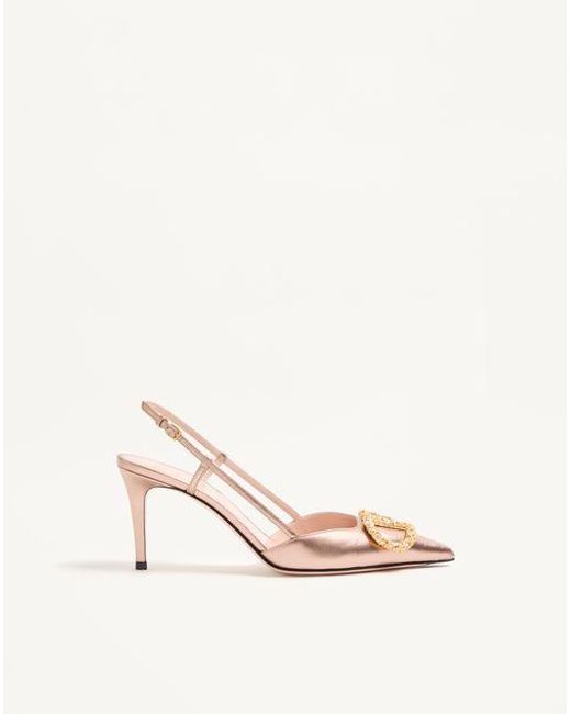Valentino Garavani Natural Vlogo Signature Slingback Pump