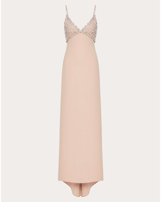 Valentino Natural Embroidered Couture Cady Long Dress