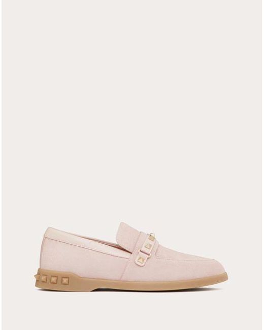Valentino Garavani Pink Leisure Flows Split Leather Loafer