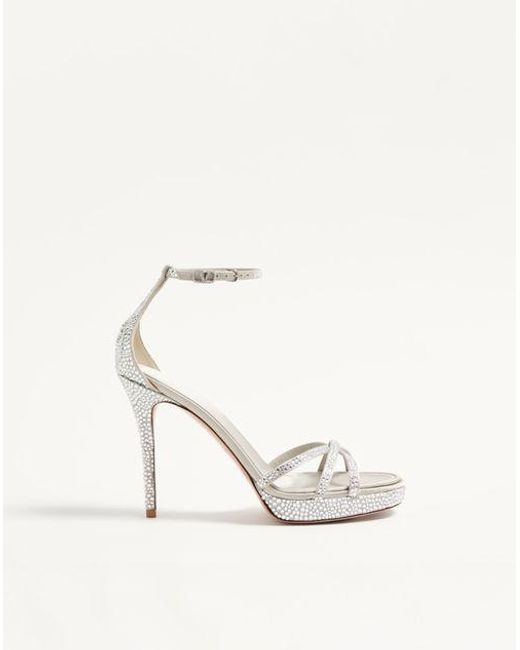 Valentino Garavani Natural Eveninglam Platform Sandal With 120Mm Crystals