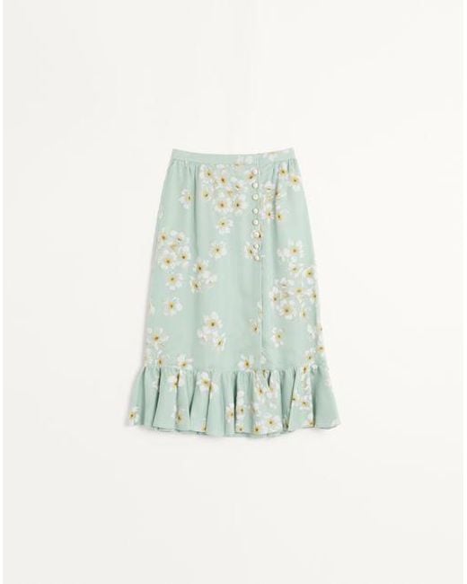 Valentino Green Organzarock Mit Floralem Papier-Ginestre-Print Frau