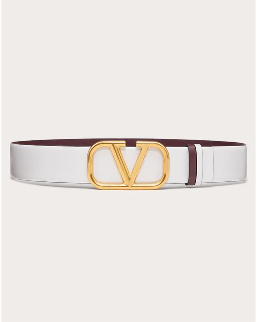 Valentino Garavani Leather Valentino Garavani Reversible Vlogo Signature Belt In Glossy Calfskin 