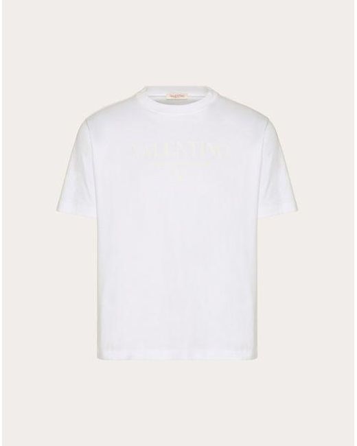 Valentino White Print Cotton Crewneck T-shirt for men