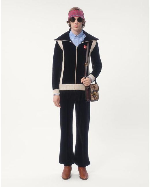 メンズ Valentino シェ ヴァレンティノ ファスナー & パッチ シェニール タートルネック スウェットシャツ おとこ ブラック Black