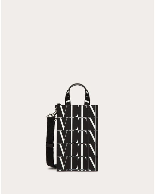 Valentino Garavani Vltn Times Mini Leather Tote Bag in Black for Men | Lyst