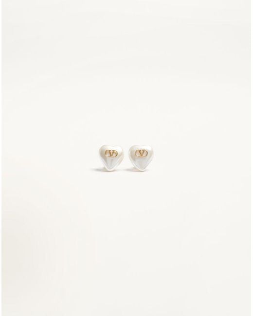 Valentino Garavani Natural Vlogo Signature Metal And Pearl Earrings