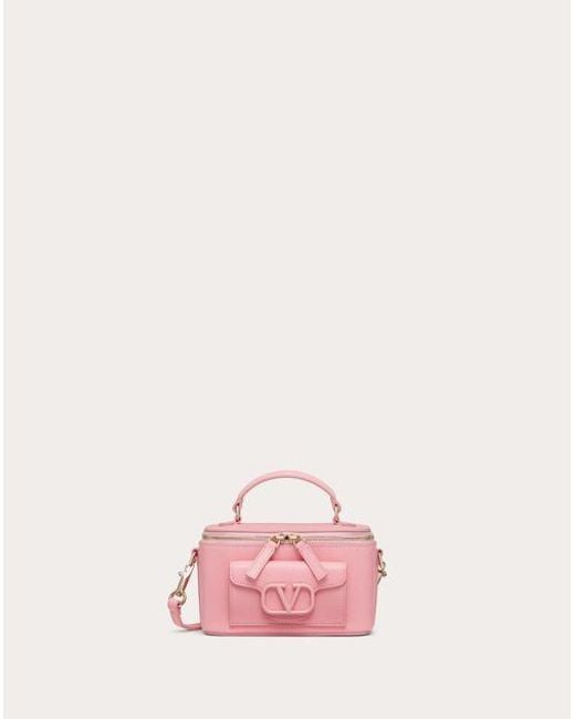 Valentino Garavani Pink Mini Locò Handbag In Calfskin