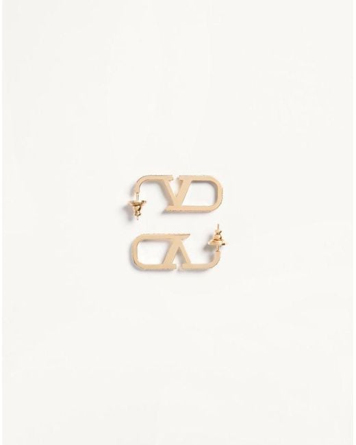 Valentino Garavani Natural Vlogo Signature Metal And Swarovski Crystal Earrings
