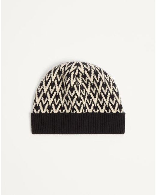 Beanie Knitted Toute La V Signature di Valentino Garavani in Black da Uomo