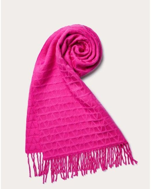 Valentino Garavani Pink Toile Iconographe Wool Scarf