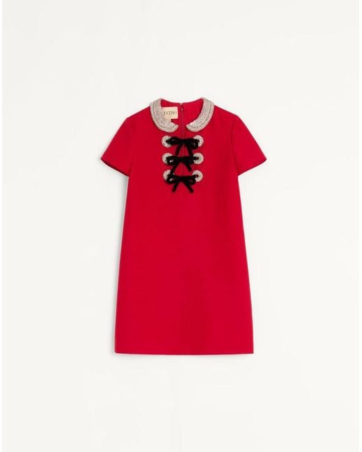 Valentino Embroidered Crepe Couture Short Dress 36