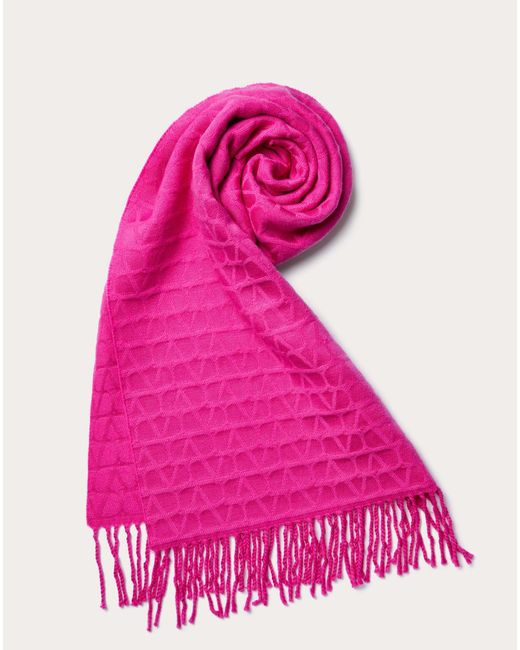 Valentino Garavani Pink Toile Iconographe Wool Scarf