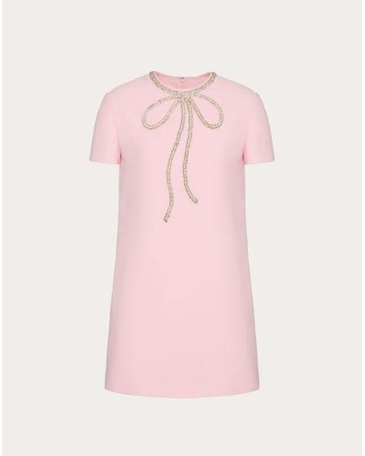 Valentino Pink Embroidered Crepe Couture Dress