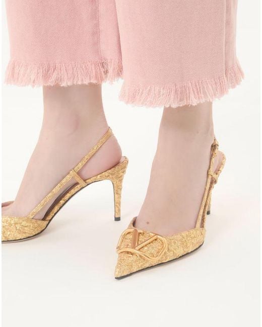 Valentino Garavani Natural Vlogo Signature Slingback Pumps