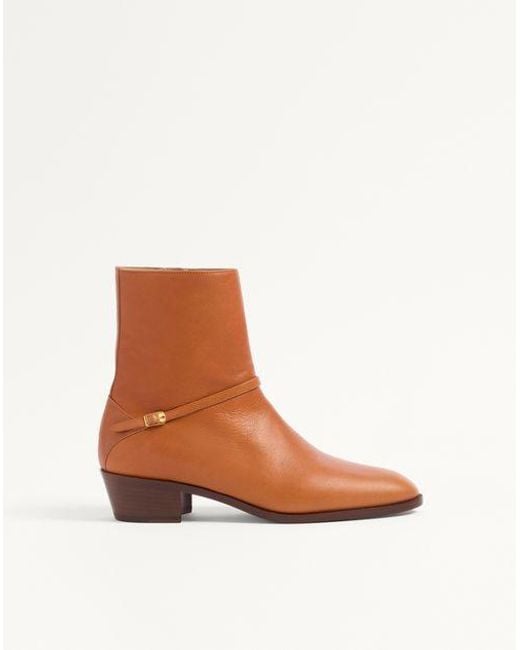 Valentino Garavani Brown Pat Ankle Boot for men