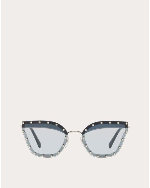 Valentino Blue Occhiali cateye-sonnenbrille aus metall mit kristallen
