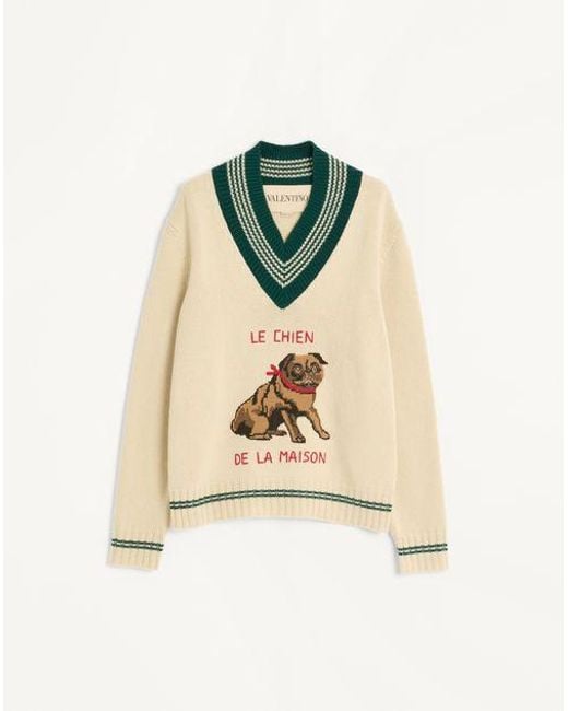 メンズ Valentino ル シアン デ ラ メゾン ジャカード ウール セーター おとこ オフホワイト Natural