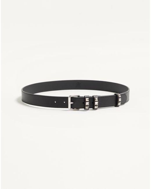 Valentino Garavani Herren Flaneuse Gürtel Aus Glänzendem Kalbsleder 30 Mm Mann in schwarz