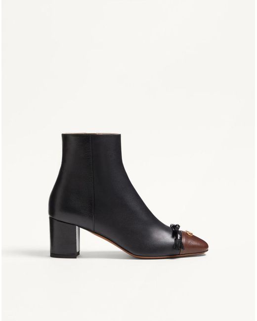 Valentino Garavani Black Valet Du Roi Kidskin Leather Ankle Boot 60Mm 35