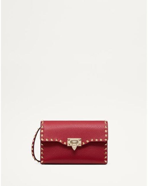 Valentino Garavani ロックスタッズ グレインカーフスキン スモール クロスボディバッグ 女性 ロッソ ヴァレンティノ Red