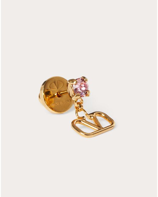 Metallic Valentino Garavani Vlogo Signature Earrings In Metal And Swarovski® Crystals in Gold/Pink Womens Jewellery 