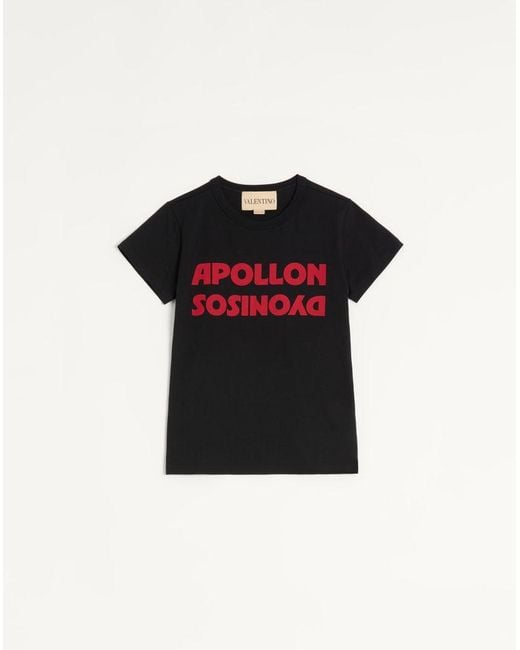 Valentino Black Cotton T-Shirt With Apollon Dyonisos Print